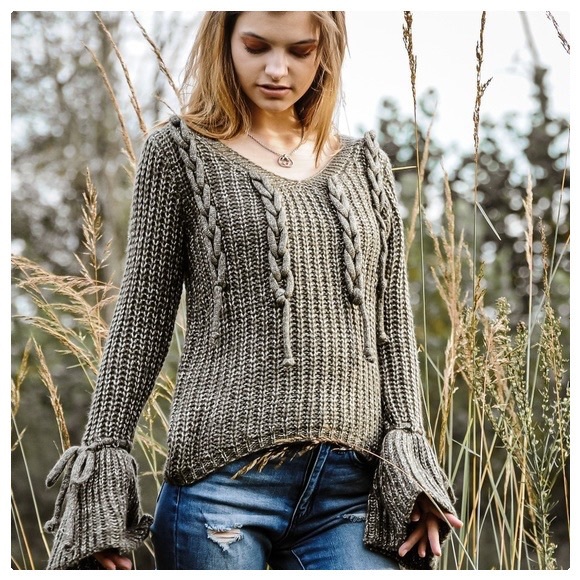 Big Bell Cuffs Burgundy Metallic Sweater - Picture 13 of 13